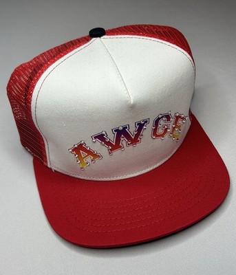 AWGE Red Trucker Hat SnapBack Rhinestone ASAP Rocky Mob Worldwide
