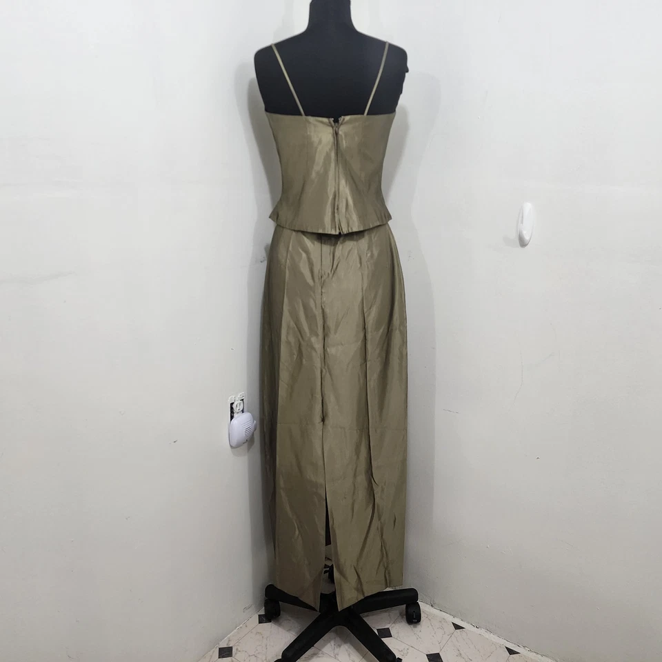 Винтажный Cachet юбка комплект металлический серо-золотой рукав вышитые блестки размер 12 - Изображение 3 из 4