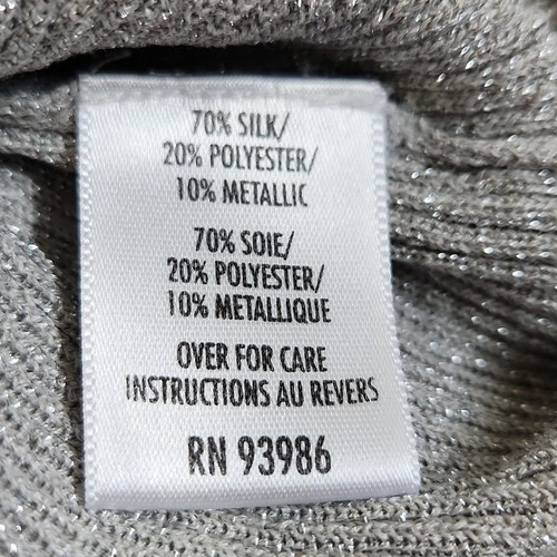 Maglione vintage Petite Sophisticate grigio argento manica lunga taglia Med anni 90 seta - Foto 8 di 11