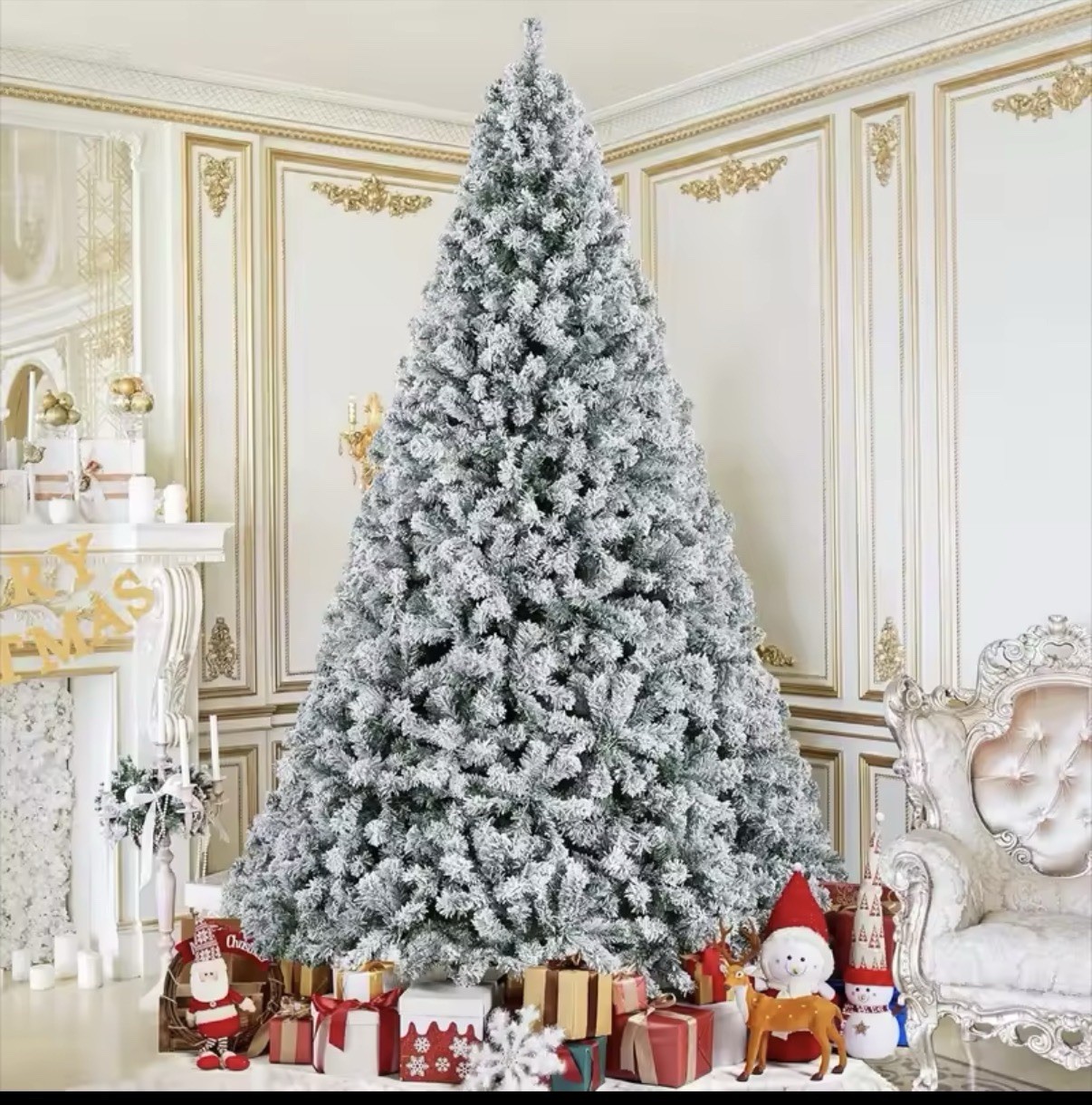 Giantex Gran Sasso 230cm Albero di Natale Innevato 1346 Rami Super Folto