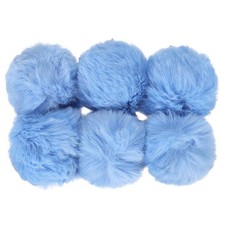 6Pcs Faux Fur Pom Poms for Hats Fluffy Soft Fur Poms Balls Blue
