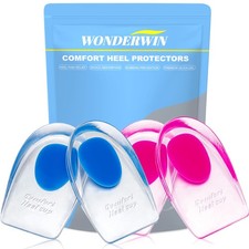 Heel Cups for Heel Pain   Shock Absorbing Silicone Inserts for Plantar Fascii...