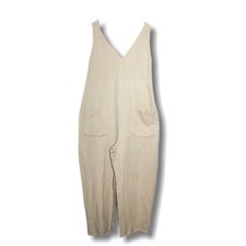 Gudren Sjoden sz Medium Khaki Tan Linen Blend Jumpsuit Overalls Romper