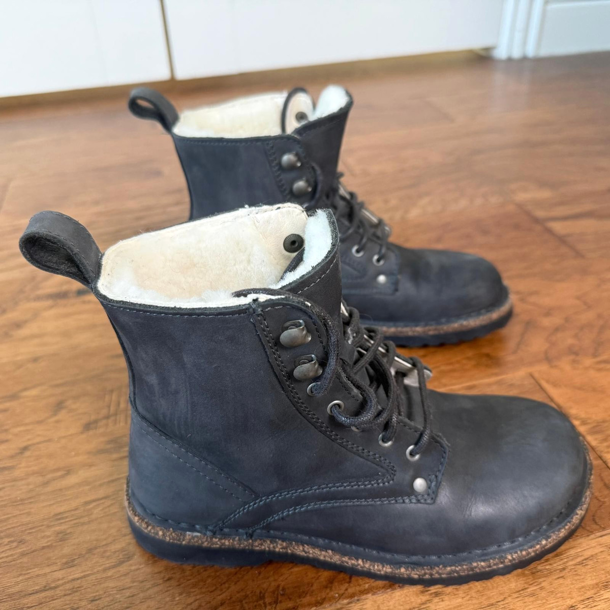 Birkenstock Bryson Womens Gray Shearling Waxy Nubuck Graphite Boots Sz 36 US 5.5
