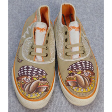 Ed Hardy Women's US 8 Multicolor Bulldog Canvas Slip-On Shoes 18MR111W Y2K