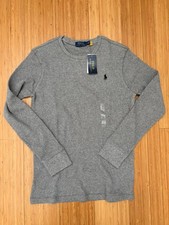 NWT Men's Polo Ralph Lauren Cotton Mesh Crewneck Sweater, Grey HTR, Large