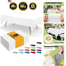 Disposable Table Cloth - 6 Pack, 54 x 108 Inch Waterproof Rectangle Tableclot...