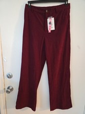 Cider Corduroy Cranberry Wine Pants Velvet Soft Wide Leg Stretch Size L NWT