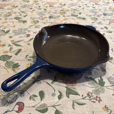 Le Creuset Enameled Cast Iron Blue 8  in Skillet Pan #23  D  Made in France 