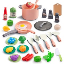 35Pcs Kids Kitchen Toy Accessories, Toddler Pretend Cooking Playset with Play...