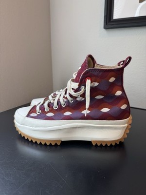 Converse Run Star Hike Platform Shoes Beetroot Canvas Women s Size 9 