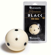 Tournament Black Billiard Cue Ball 2 1/4" 6 Black Dots blister