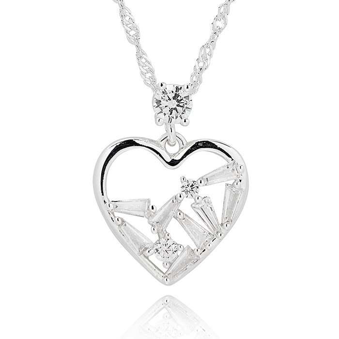 Equilibrium Silver Plated Heart Pendant and Necklace with 18"" chain JD354475