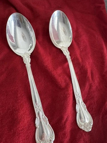 TWO GORHAM CHANTILLY 134 gm STERLING SILVER large  SERVING SPOONS 8 1/2",