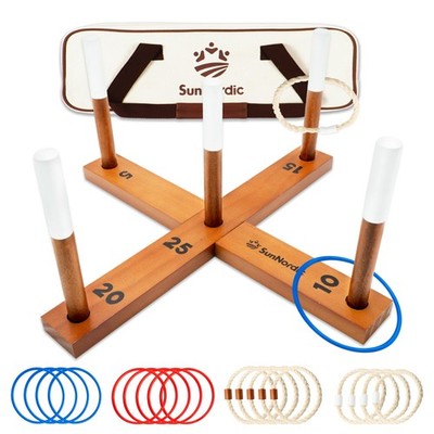 SunNordic Outdoor Ring Toss Game Set, Backyard Beach Yellow Brown