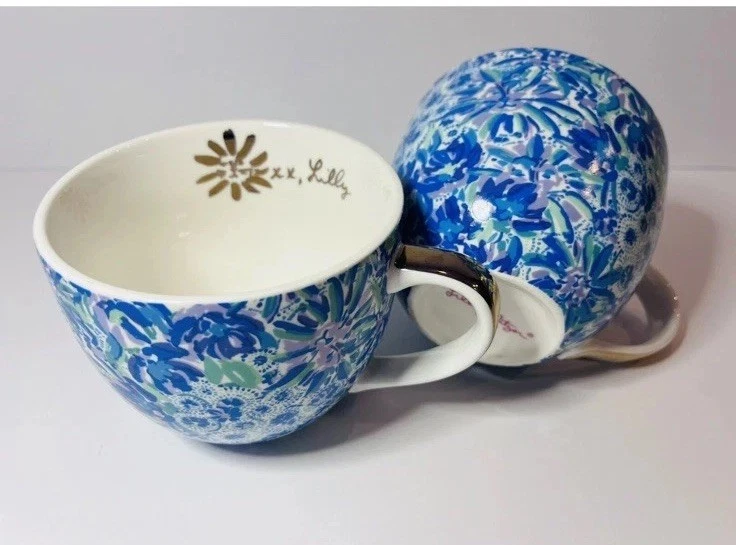 Lilly Pulitzer Tazza In Ceramica 340ml Con Manico Oro – High Manetenance, Regalo In Scatola - 2