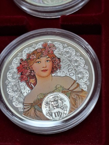 Niue 2010 - 2011 A. "Mucha Zodiac" 12x1$ Silver Coin Set *RARE* - Picture 10 of 16