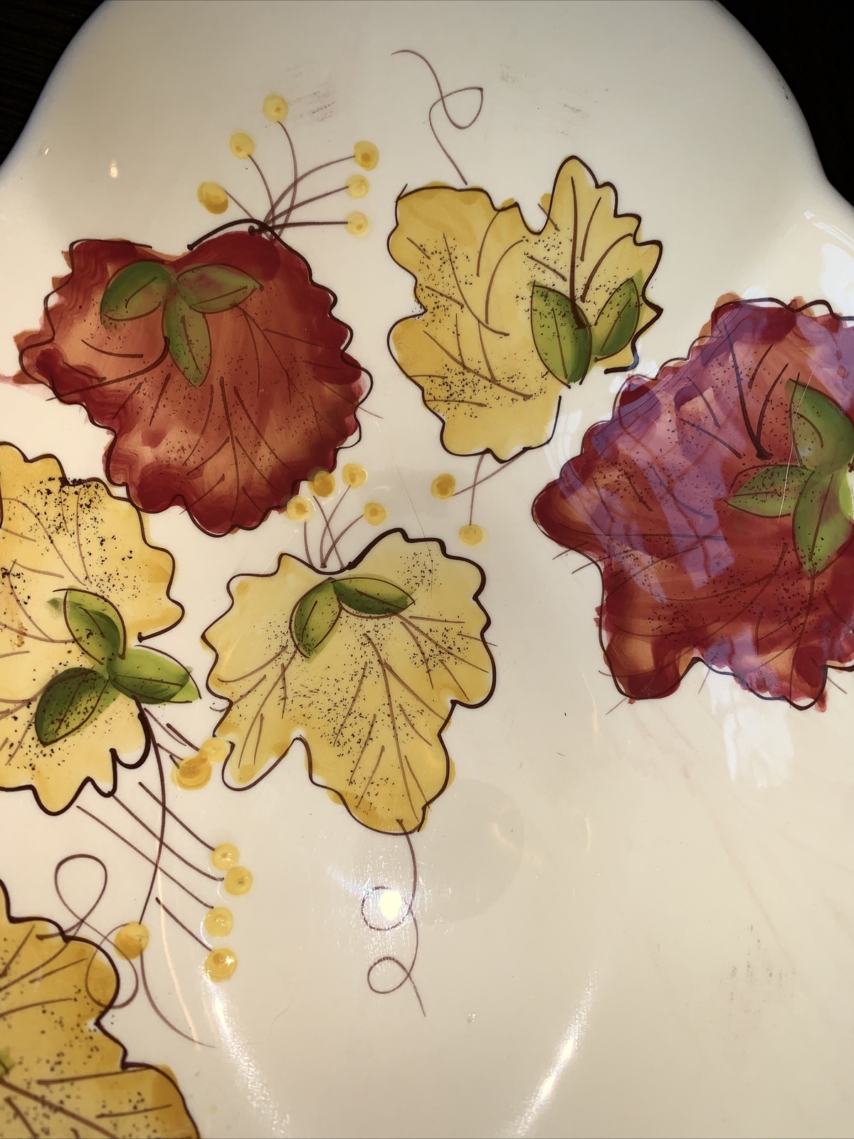gates ware by laurie gates Oblong Bowl Autumn Harvest Fall Leaves 13 3/