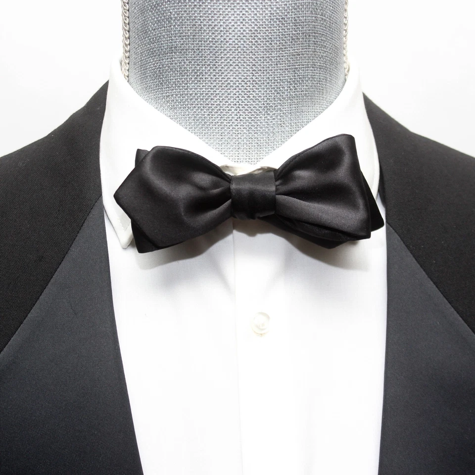 Smoking preto gravata borboleta 100% cetim seda autoamarrado diamante caixa de presente S013D - Imagem 2 de 4