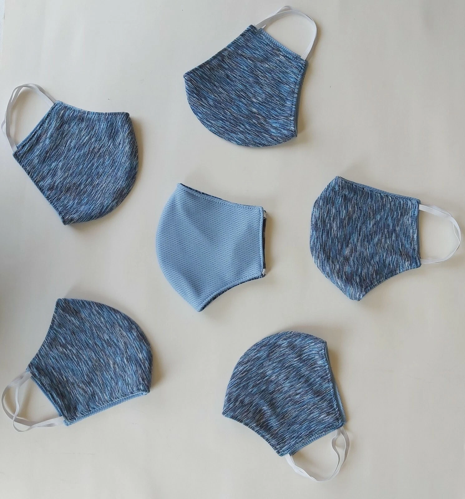 Pack of 6 reusable washable face mask - Mixed-gray-blue & Azure