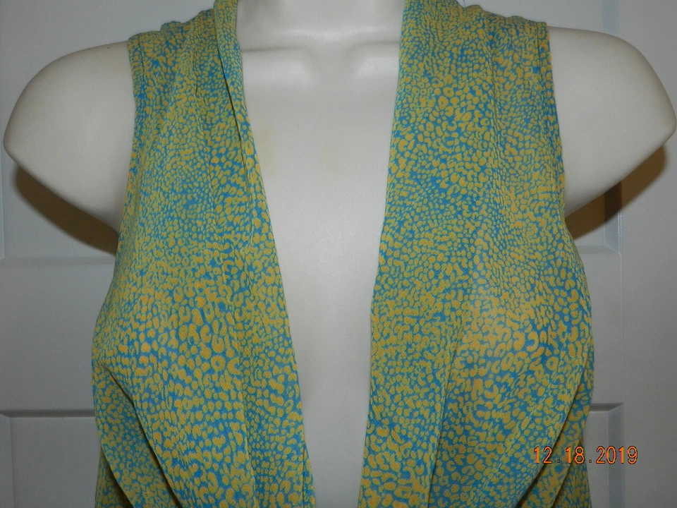 Camiseta sin mangas Decree para mujer talla M mostaza/azul animal print semi transparente Foto 2 de 4