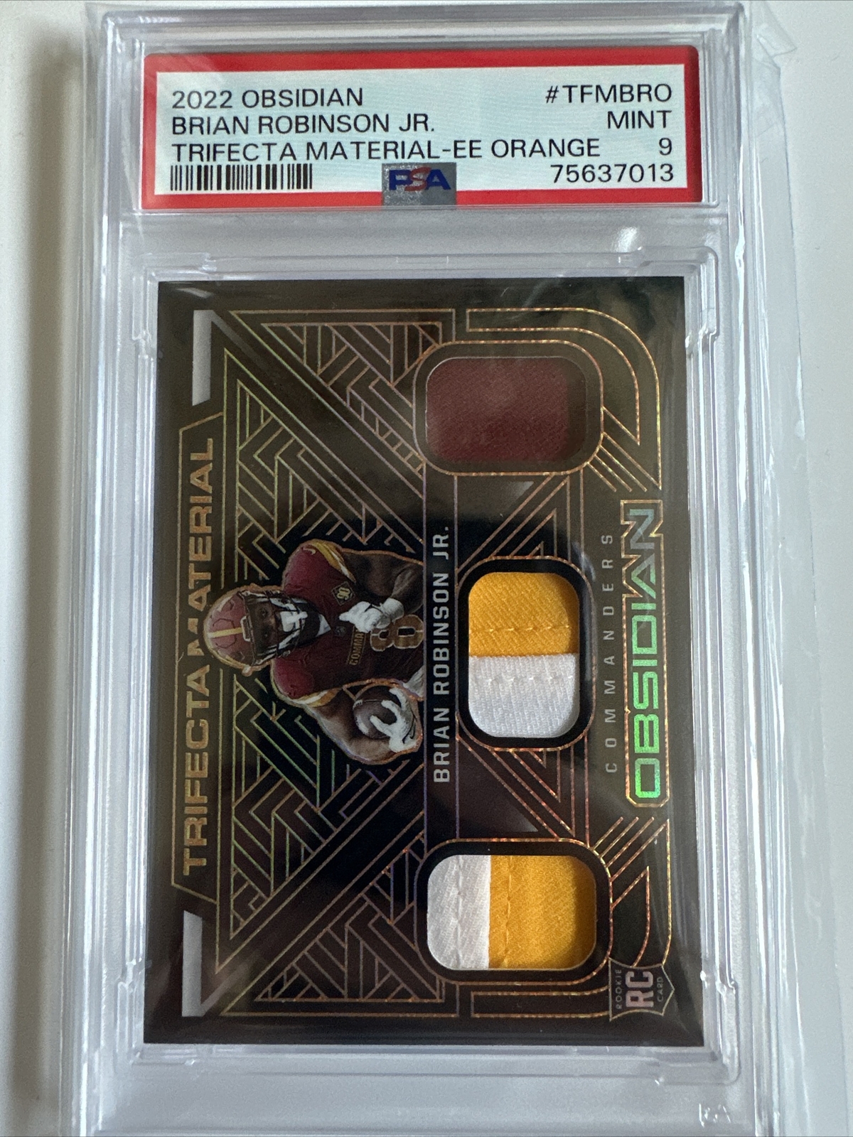 Brian Robinson Jr. Panini Obsidian Trifecta Material #TFMBRO Electric Etch Orange