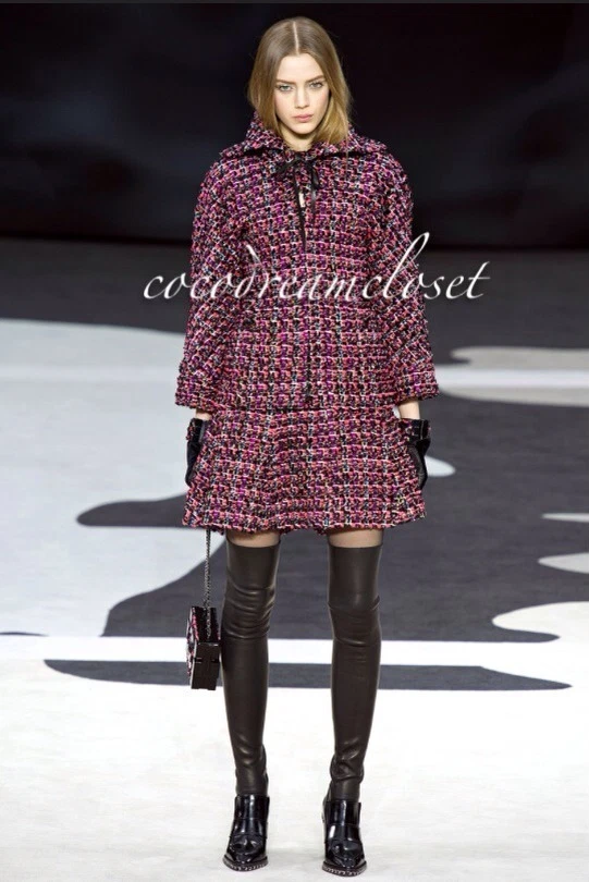 NWT CHANEL 13K RUNWAY BRIGHT PINK METALLIC FANTASY TWEED FLARED