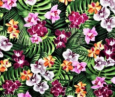 Hawaiian Curtain Valance Tropical Palm Leaf Leaves Orchid Flower Floral 42 x 14