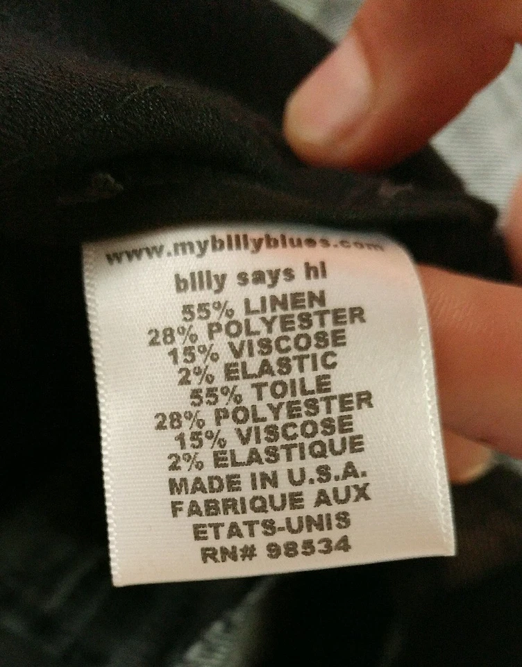 Billy Blues 美国制造女式 2 亚麻时尚礼服卡普里裤黑色白色 — 第 4/4 张图片