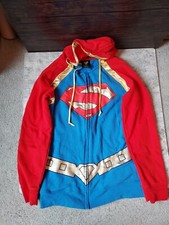 DC Superman Comics Hoodie Full Zip Blue Cosplay Jacket Youth Size L 11/13