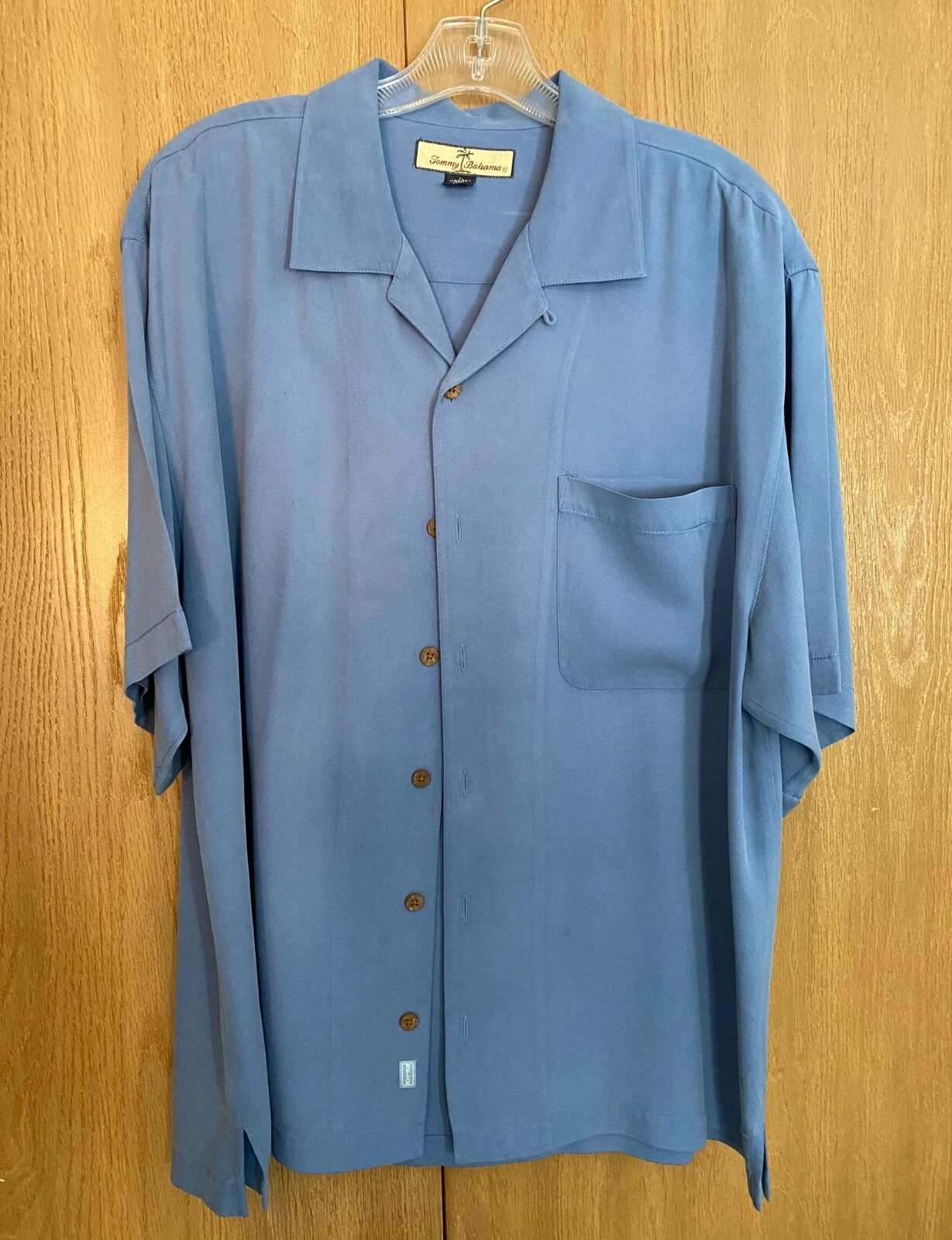 Vintage Tommy Bahama Silk Shirt - Large - Medium Blue - Button Up - Hawaiian