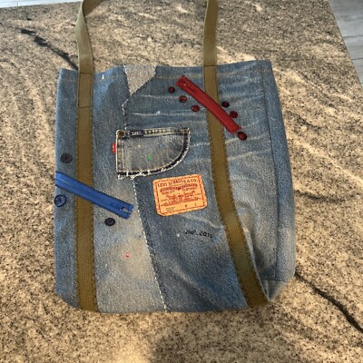 Levis Jeans Denim Handmade Tote Bag Backpack Unique Distressed