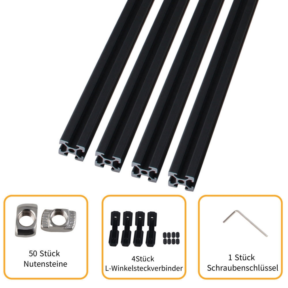 Linearschienen 2020 V, 200 Mm, 4 Stück – Eloxiertes Aluminium Für 3D-Drucker & CNC
