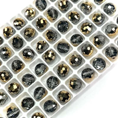 Crystal Aurum Gold Half Preciosa Czech MC Round RICH CUT Disco Ball Beads 8mm 24
