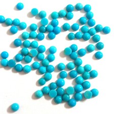 Natural Turquoise Round Cabochon Calibrated Size 2mm To 4mm Flat Back Gemstone