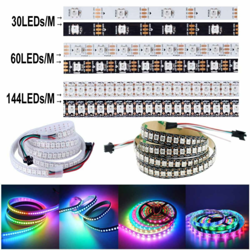 LED Strip WS2812B 5050 RGB 30/60/144LEDs/M WS2812 IC Individual Addressable 5V - Picture 1 of 97