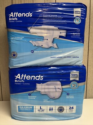 Attends Care Advanced Adult Incontinence Brief L Maxi Absorbency Contoured 24Ct