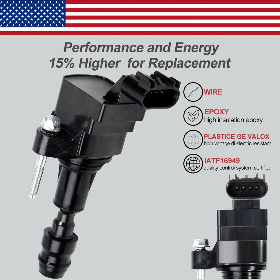 4X OEM Brand Ignition Coil & Iridium Spark Plug For Chevy Cobalt Buick 2.4 UF491 - Image 3 of 4