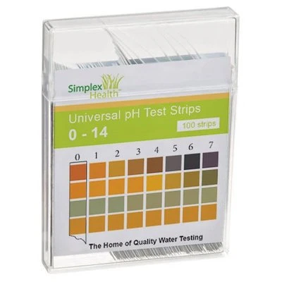 Water pH Test Strips Range 0-14 (100 Strips) testing strips by Simplex Health