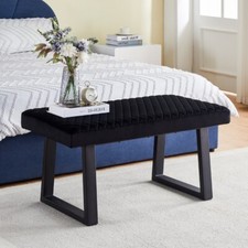 Image of Upholstered Seat Ottoman Bench Bedroom Bed End Side Stool