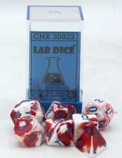 Chessex Lab Dice CHX 30022 Gemini Red-White/Blue Polyhedral 7-Die Set Series 3