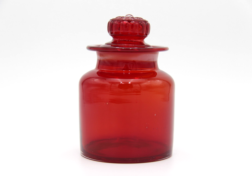Vintage Small TAKAHASHI Red Glass Apothecary Canister or Jar Made in Japan - Picture 3 of 9