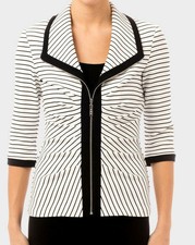 Joseph Ribkoff White And Black Stripe Zip Up Jacket 10 Rrp £255