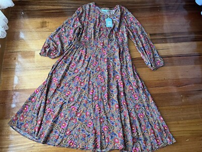 Blue Illusion...BNWT-Women's Paisley Midi Dress, Size 3L, RRP $179.99