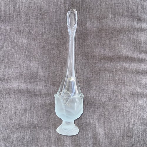 Vintage Viking Clear Frosted Tulip Satin Glass Bud Vase 14" - Picture 1 of 4