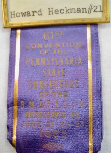Bricklayers Masons Plasterers Union Of America 1965 Medal Ribbon Badge Pin (O) - Picture 2 of 5