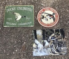 3 Wood Ducks Unlimited DU Wetlands Conservation Aluminum Metal Sign Made In USA