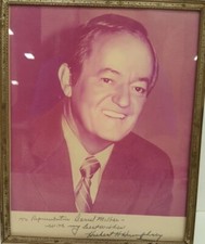 HUBERT H. HUMPHREY SIGNED PHOTO TO “REPRESENTATIVE DARREL MILLER.” RARE!!