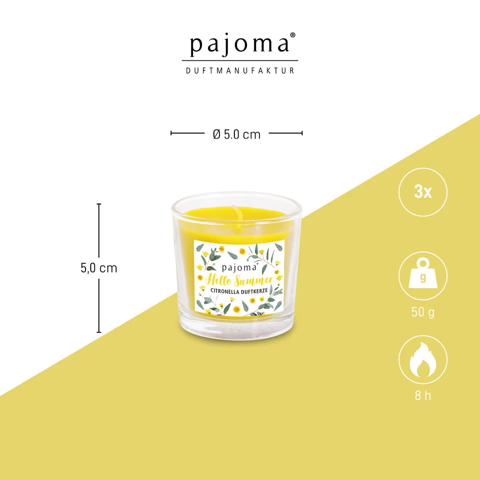 pajoma® Citronella Duftkerzen Geschenkset 3er Set im Glas je 50 g -  à 8h - Bild 3 von 4
