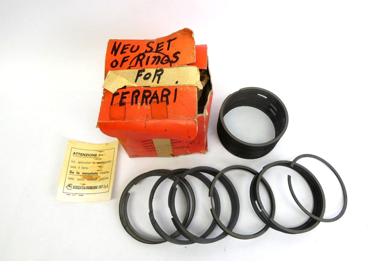 Codice Made in Italy Borgo Diameter 77 Ferrari Piston Oil Rings Parts in Box